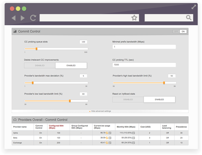 screenshot of Noction IRP